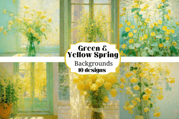 10 Spring Backgrounds Green & Yellow: Fresh Design Assets