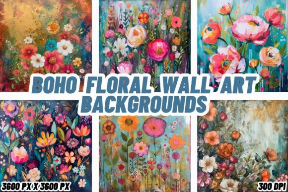 Boho Floral Wall Art Backgrounds