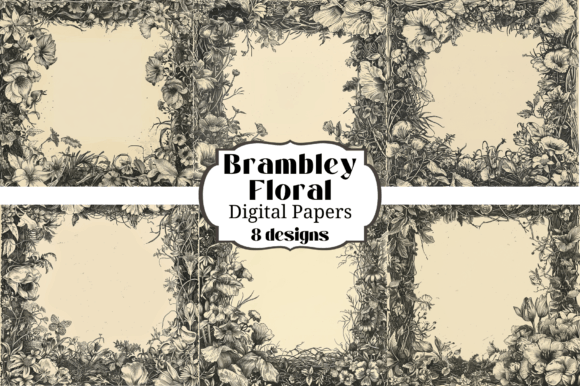 Brambly Floral Digital Paper Backgrounds for Your Crafts