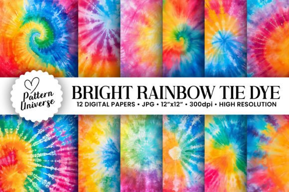 Bright Tie Dye Digital Paper Backgrounds: A Burst of Energy