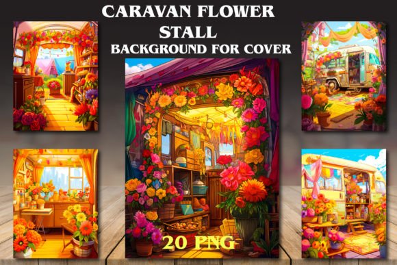 Caravan Flower Stall Backgrounds: A Creative Asset for KDP & Beyond