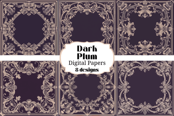 Deep Plum Ornate Victorian Backgrounds for Rich Design