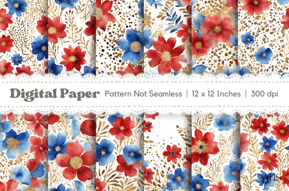 Elevate Your Independence Day Projects with Gold Floral Backgrounds