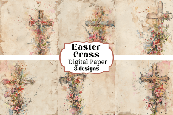 Floral Watercolor Cross Backgrounds for Creative Projects