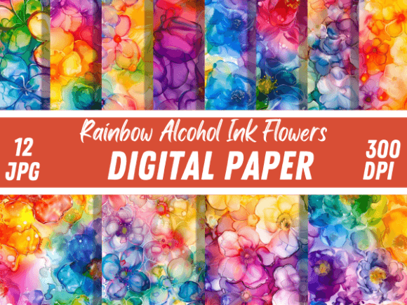 Rainbow Alcohol Ink Flowers: Elevate Your Digital Designs