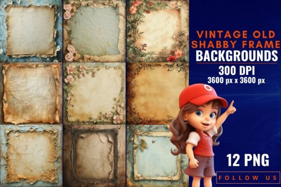 Shabby Elegance: Vintage Old Frame Backgrounds for Designers