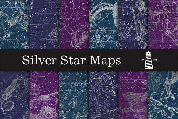 Silver Star Map Backgrounds: Celestial Design Assets