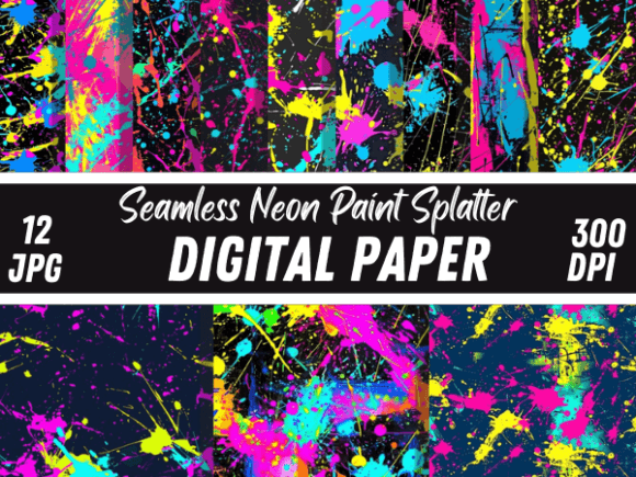Unleash Creative Energy with Neon Paint Splatter Paper Backgrounds