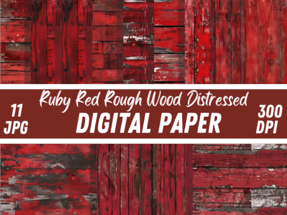 Warmth and Character: Ruby Red Rough Wood Paper Backgrounds